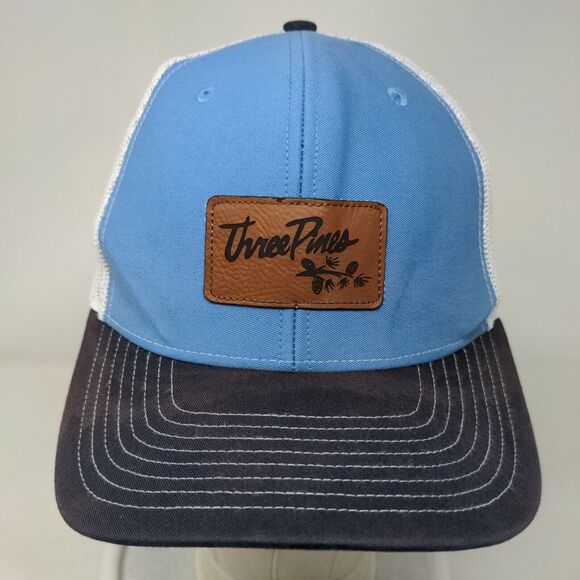 Three Pines Snapback Mesh Back Trucker Hat Multi One Size Leather Patch - Picture 2 of 9